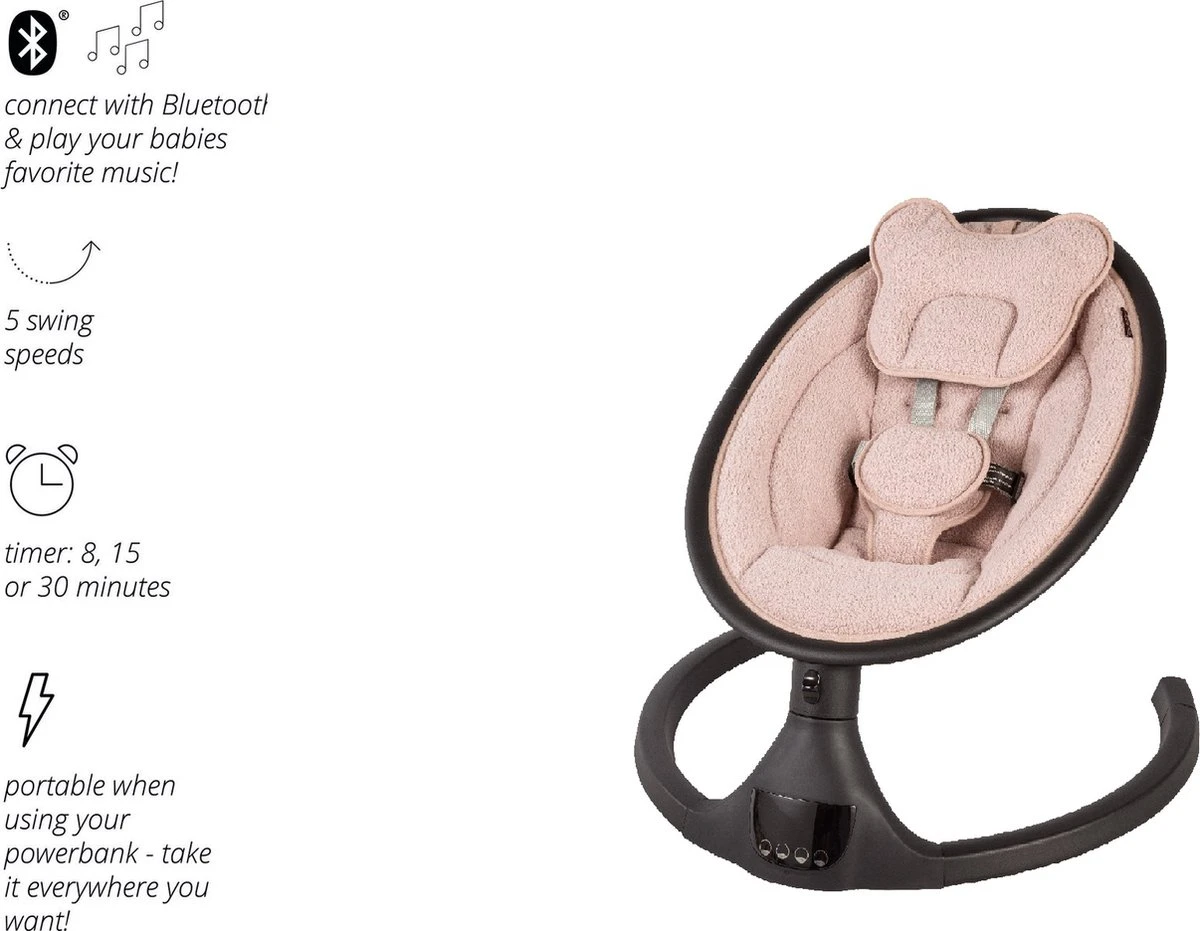 X Adventure Wipstoel Elektrisch Rocco / Schommelstoel Met Bluetoothfunctie & Afstandsbediening- Teddy Oud Roze X Adventure Wipstoel Elektrisch Rocco / Schommelstoel Met Bluetoothfunctie & Afstandsbediening- Teddy Oud Roze -Babyproducten Promotie Winkel 1200x931 3