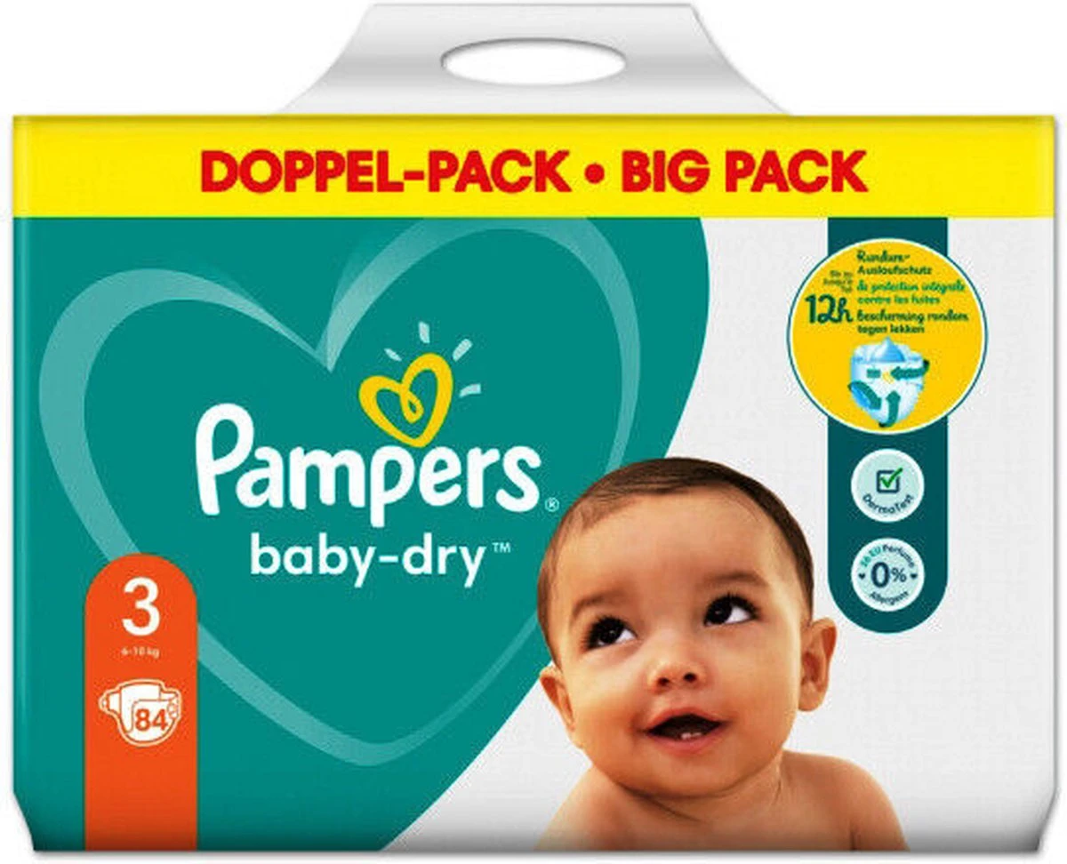 Pampers - Baby Dry - Maat 3 - Mega Pack - 84 luiers + inbegrepen pampers doekje fresh clean 52 Pampers® Pampers - Baby Dry - Maat 3 - Mega Pack - 84 Luiers + Inbegrepen Pampers Doekje Fresh Clean 52 -Babyproducten Promotie Winkel
