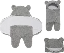 BonBini´s Teddy Bear Wikkeldeken Newborn - Zachte Donkergrijze Teddy Beer Inbakerdoek Newborn Baby - 0-3 Maanden - Donkergrijs 58cm -Babyproducten Promotie Winkel 1200x984 3