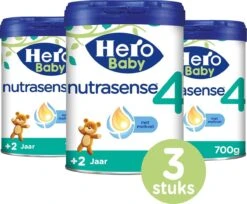 Hero Baby Nutrasense 4 (2+ Jaar) - Flesvoeding - 3 X 700gr - Peutermelk - Met Melkvet - Palmolie Vrij