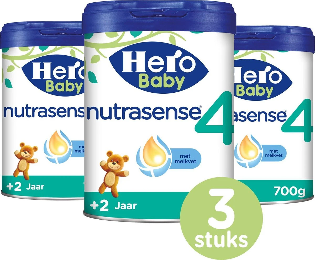 Hero Baby Nutrasense 4 (2+ Jaar) - Flesvoeding - 3 x 700gr - Peutermelk - met Melkvet - Palmolie Vrij Hero Baby Nutrasense 4 (2+ Jaar) - Flesvoeding - 3 X 700gr - Peutermelk - Met Melkvet - Palmolie Vrij -Babyproducten Promotie Winkel 1200x991 3