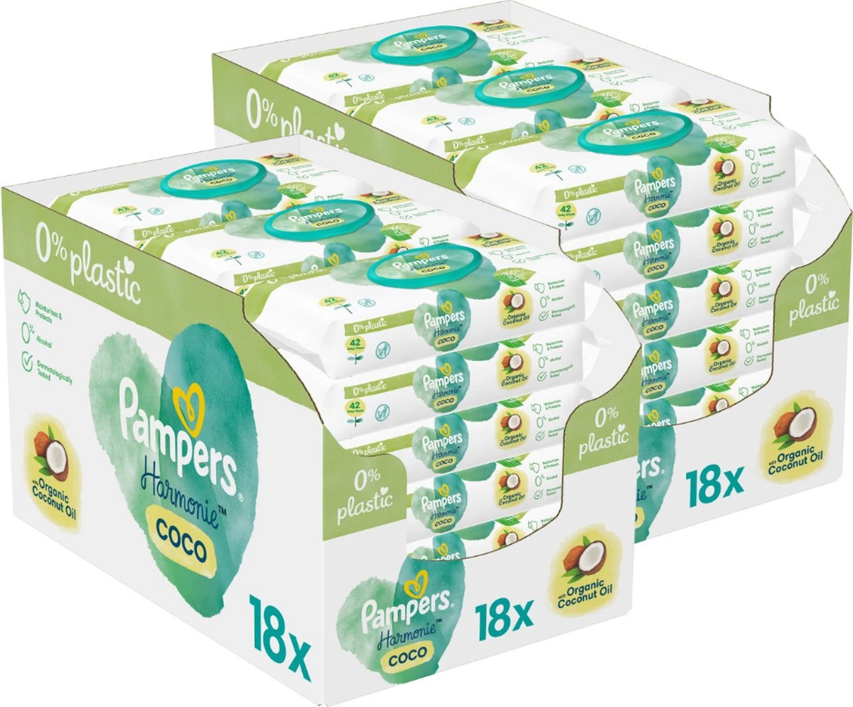 Pampers - Harmonie Coco - Billendoekjes - 1512 doekjes - 36 x 42 Pampers® Pampers - Harmonie Coco - Billendoekjes - 1512 Doekjes - 36 X 42 -Babyproducten Promotie Winkel