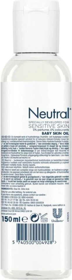 Neutral Baby Parfumvrij Huidolie Voor De Gevoelige Babyhuid 150 Ml -Babyproducten Promotie Winkel 311x1200