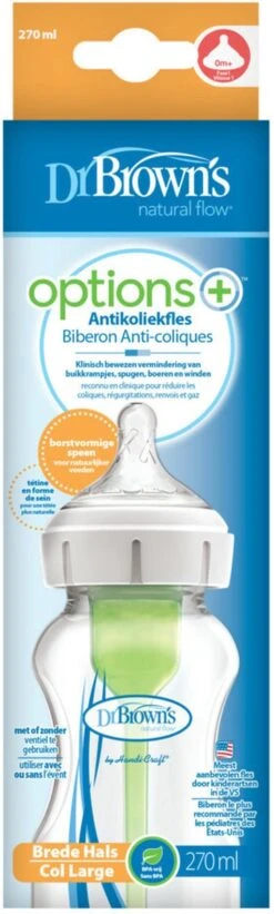 Dr. Brown's Options+ Anti-colic Bottle Brede Hals Fles - 270 Ml -Babyproducten Promotie Winkel 361x1200