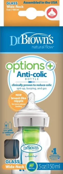 Dr. Brown's Options+ Anti-colic Bottle Brede Hals Fles - Glas - 150 Ml -Babyproducten Promotie Winkel 436x1200