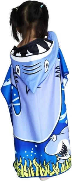 JAXY Badcape Baby - Badcape - Baby Badjas - Omslagdoek - Omslagdoek - Baby Handdoek Met Capuchon - Strandhanddoek - Badponcho - Poncho Handdoek - Microfiber - 60x90cm - Haai -Babyproducten Promotie Winkel 479x1200