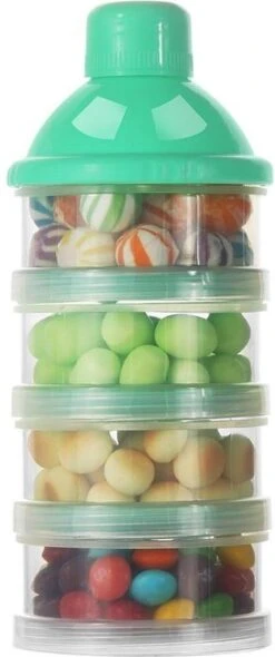 Merkloos Melkpoeder Doseerdoosje - Set Van 2 - BPA Vrij - Groen - 4 Lagen -Melkpoeder Toren - Babypoeder Bewaarbakje - Reisbox - Dispenser - Poedertoren -Babyproducten Promotie Winkel 502x1200 4