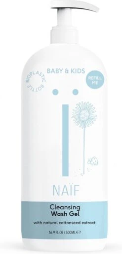 Naïf Reinigende Wasgel Pompfles - Baby En Kind – 500ml – Met Natuurlijke Ingrediënten -Babyproducten Promotie Winkel 580x1200
