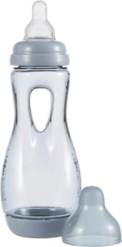 Difrax Handgreep Babyfles 240 Ml Natural - Anti-Colic - Stone|Grijs