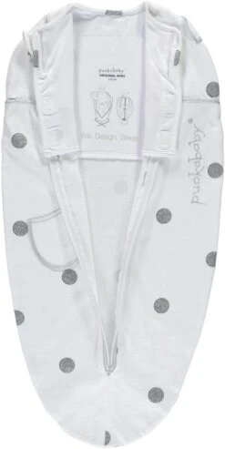 Puckababy Inbakerslaapzak Original Mini - 3-6 Maanden - White Dotty -Babyproducten Promotie Winkel 601x1200 2