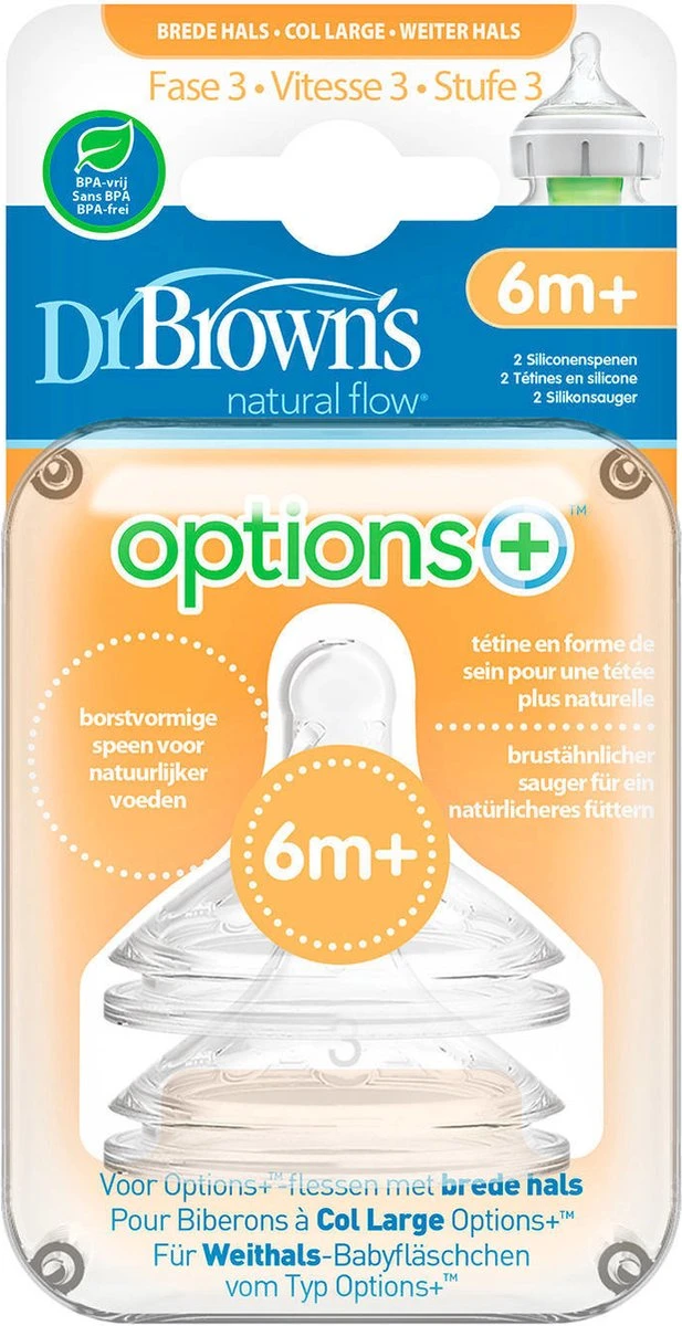 Dr. Brown's Options+ Anti-colic Fles Speen - Fase 3 - Voor Brede Halsfles - 2 Stuks Dr. Brown's Options+ Anti-colic Fles Speen - Fase 3 - Voor Brede Halsfles - 2 Stuks -Babyproducten Promotie Winkel 617x1200 7