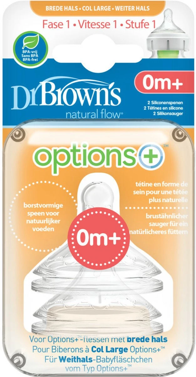 Dr. Brown's Options+ Anti-colic Fles Speen - Fase 1 - Voor Brede Halsfles - 2 Stuks Dr. Brown's Options+ Anti-colic Fles Speen - Fase 1 - Voor Brede Halsfles - 2 Stuks -Babyproducten Promotie Winkel 626x1200 3