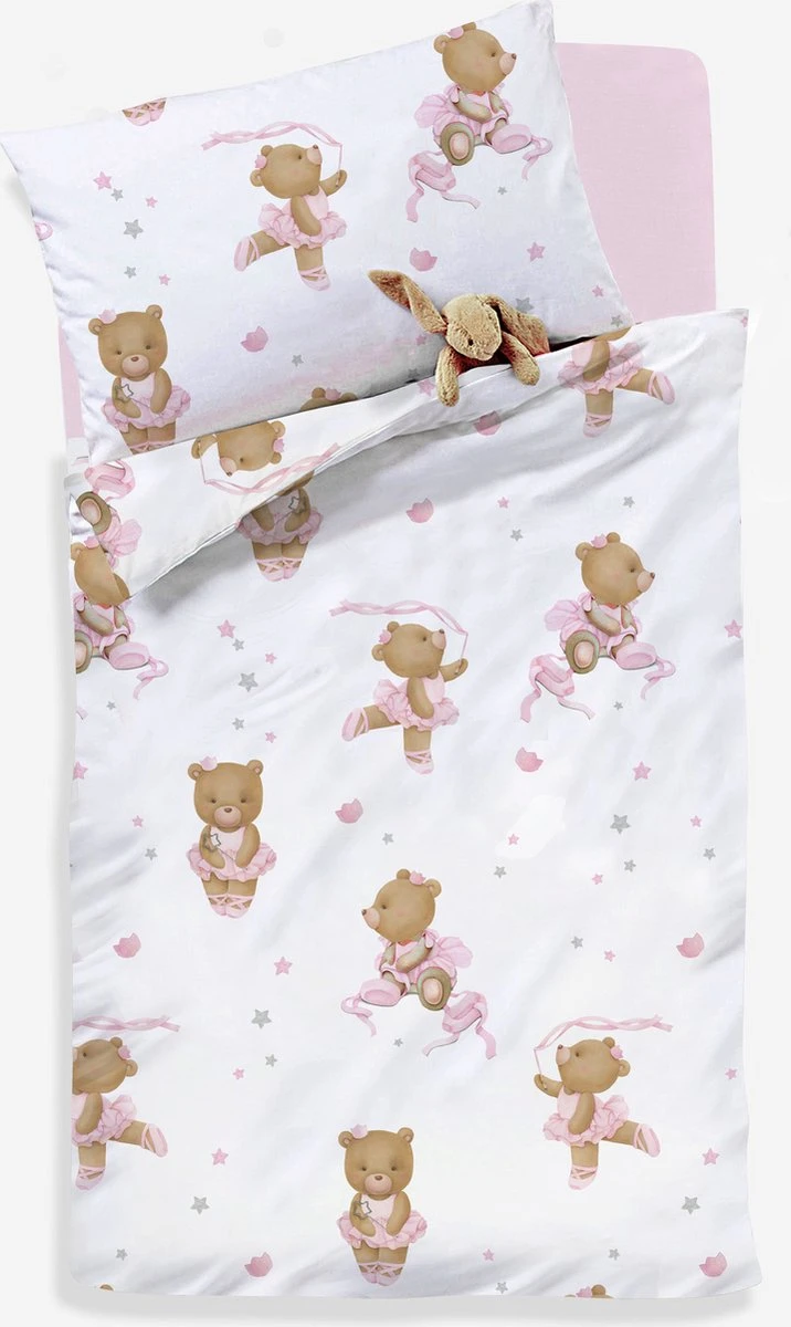 Decoware® Ledikant dekbedovertrek Ballerina beer - katoen renforce - 100x135 cm - 40x60 cm Decoware® Ledikant Dekbedovertrek Ballerina Beer - Katoen Renforce - 100x135 Cm - 40x60 Cm -Babyproducten Promotie Winkel 716x1200 1