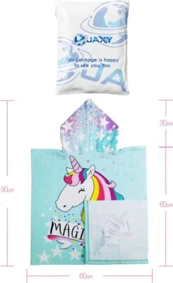 JAXY Badcape Baby - Badcape - Baby Badjas - Omslagdoek - Omslagdoek - Baby Handdoek Met Capuchon - Strandhanddoek - Badponcho - Poncho Handdoek - Microfiber - 60x90cm - Unicorn -Babyproducten Promotie Winkel 734x1200