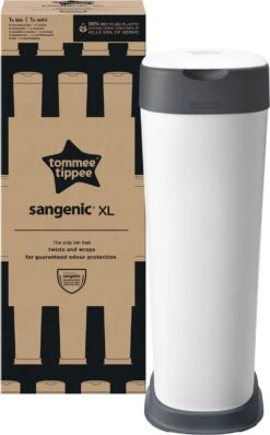 Tommee Tippee Twist & Click XL-luieremmer - Voor Maximaal 60 Luiers - Milieuvriendelijker Systeem - 1 Navulcassette - Duurzaam Geproduceerde Antibacteriële GREENFILM -Babyproducten Promotie Winkel 745x1200