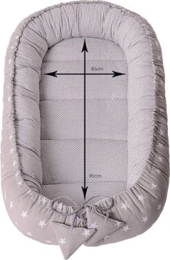 Medi Partners Knuffel Nest Set, Incl. Baby Nest 90x50 Verwijderbare Insert Deken, Plat Kussen En Vlinder Kussen, 100% Katoen, Grijs, Large, 5 Stuks -Babyproducten Promotie Winkel 786x1200 2