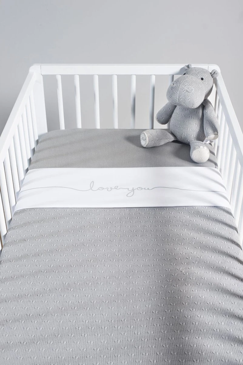 Jollein Baby Laken Ledikant 120x150cm Love you - Grey Jollein Baby Laken Ledikant 120x150cm Love You - Grey -Babyproducten Promotie Winkel 801x1200 71