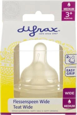 Difrax Flessenspeen Wide Voor Brede Babyflessen - Maat Medium - 2 Stuks -Babyproducten Promotie Winkel 810x1200 2