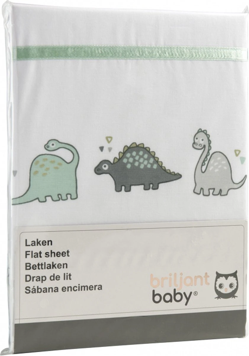 Briljant Baby Laken met Bies voor Ledikant 100 x 150 - Dino - Groen Briljant Baby Laken Met Bies Voor Ledikant 100 X 150 - Dino - Groen -Babyproducten Promotie Winkel