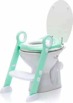 Zavelo Toilet Trainer Met Trapje | Brilverkleiner Met Handvaten En Opstapje | Opvouwbaar Toilet Met Afneembaar Zitje | WC Zindelijkheids Training Voor Jongens/Meisjes | Urinoirs Voor Kind/Peuter Van 2 Tot 7 Jaar | Mint