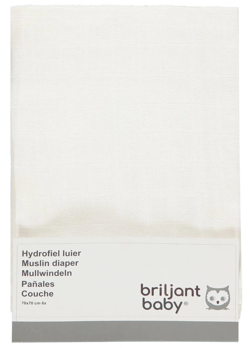 Briljant Baby Hydrofiel luier - Wit - 70 x 70 cm - 6 Stuks Briljant Baby Hydrofiel Luier - Wit - 70 X 70 Cm - 6 Stuks -Babyproducten Promotie Winkel 864x1200 3
