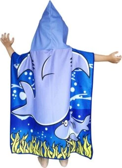JAXY Badcape Baby - Badcape - Baby Badjas - Omslagdoek - Omslagdoek - Baby Handdoek Met Capuchon - Strandhanddoek - Badponcho - Poncho Handdoek - Microfiber - 60x90cm - Haai -Babyproducten Promotie Winkel 871x1200