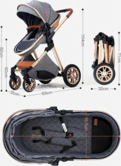 Merkloos Kinderwagen 3-in-1 – Luxe Kinderwagen - Buggy – Wandelwagen - Multifunctioneel – Opklapbaar – Incl Autostoel – Grijs -Babyproducten Promotie Winkel 877x1200 6