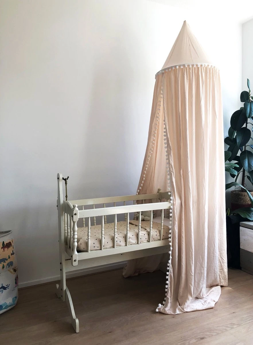 By Baboo Klamboe Baby 245cm - Crème - Katoen - Pompons By Baboo Klamboe Baby 245cm - Crème - Katoen - Pompons -Babyproducten Promotie Winkel 882x1200 4