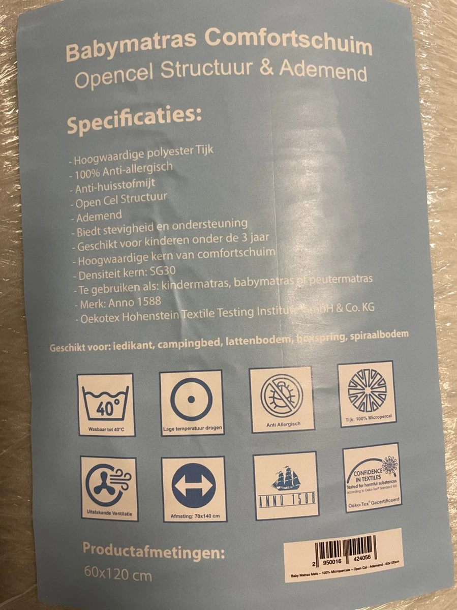 Baby Matras Mels – 100% Micropercale – Open Cel Ademend – Anti verstikkend – Kindermatras 60x120 cm Baby Matras Mels – 100% Micropercale – Open Cel Ademend – Anti Verstikkend – Kindermatras 60x120 Cm -Babyproducten Promotie Winkel 899x1200 8