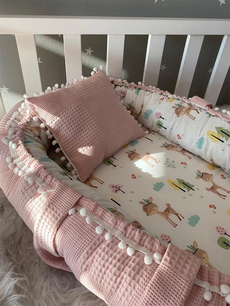 Jaju Baby - Babynestje en Hoofdkussen - Organische Katoen - Antibacterieel Babynestje - Anti-Allergisch Babynestje - Poeder en Gazelle Patroon - 74 x 40 cm Jaju Baby - Babynestje En Hoofdkussen - Organische Katoen - Antibacterieel Babynestje - Anti-Allergisch Babynestje - Poeder En Gazelle Patroon - 74 X 40 Cm -Babyproducten Promotie Winkel 900x1200 25