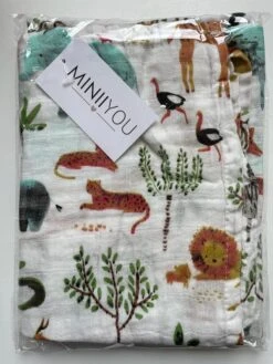 Hydrofiele Doek XL - Baby Inbakerdoek - 120x120 Cm - Safari Dieren -Babyproducten Promotie Winkel 900x1200 4