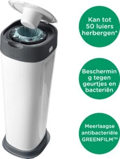 Tommee Tippee Twist & Click XL-luieremmer - Voor Maximaal 60 Luiers - Milieuvriendelijker Systeem - 1 Navulcassette - Duurzaam Geproduceerde Antibacteriële GREENFILM -Babyproducten Promotie Winkel 911x1200
