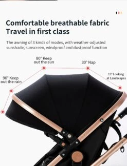 Luxe Kinderwagen 3 In 1 - Wandelwagen - Kinderwagen 3-in-1 Incl Autostoel - Kinderwagen Maxi Cosi – Buggy 3 In 1 - Newborn - Zwart/goud -Babyproducten Promotie Winkel 914x1200 13