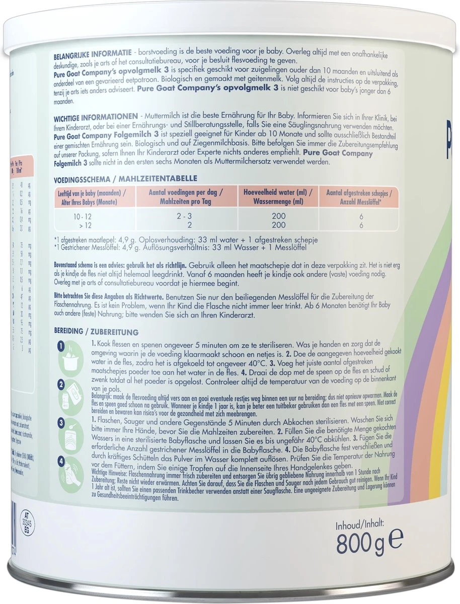 Pure Goat Company - Opvolgmelk 3 - Biologische flesvoeding op basis van volle geitenmelk - 800 gram Pure Goat Company - Opvolgmelk 3 - Biologische Flesvoeding Op Basis Van Volle Geitenmelk - 800 Gram -Babyproducten Promotie Winkel 914x1200 9