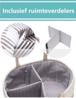 ADSafety - Luxe Katoenen Luiertas - Inclusief Uitneembare Organizer - Verzorgingstas - Opbergtas - Commode Mandje - Baby Spullen - Crème -Babyproducten Promotie Winkel 925x1200 5