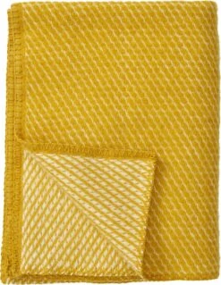Klippan Yllefabrik Klippan 100% Eco-wollen Wiegdeken - Velvet Geel- Warm-zacht-65x90cm