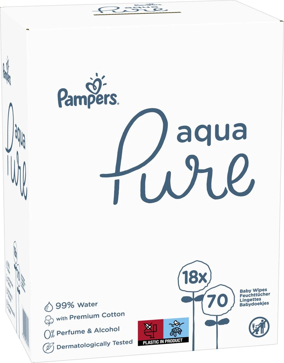 Pampers Aqua Pure Billendoekjes – 1260 doekjes Pampers® Pampers Aqua Pure Billendoekjes – 1260 Doekjes -Babyproducten Promotie Winkel