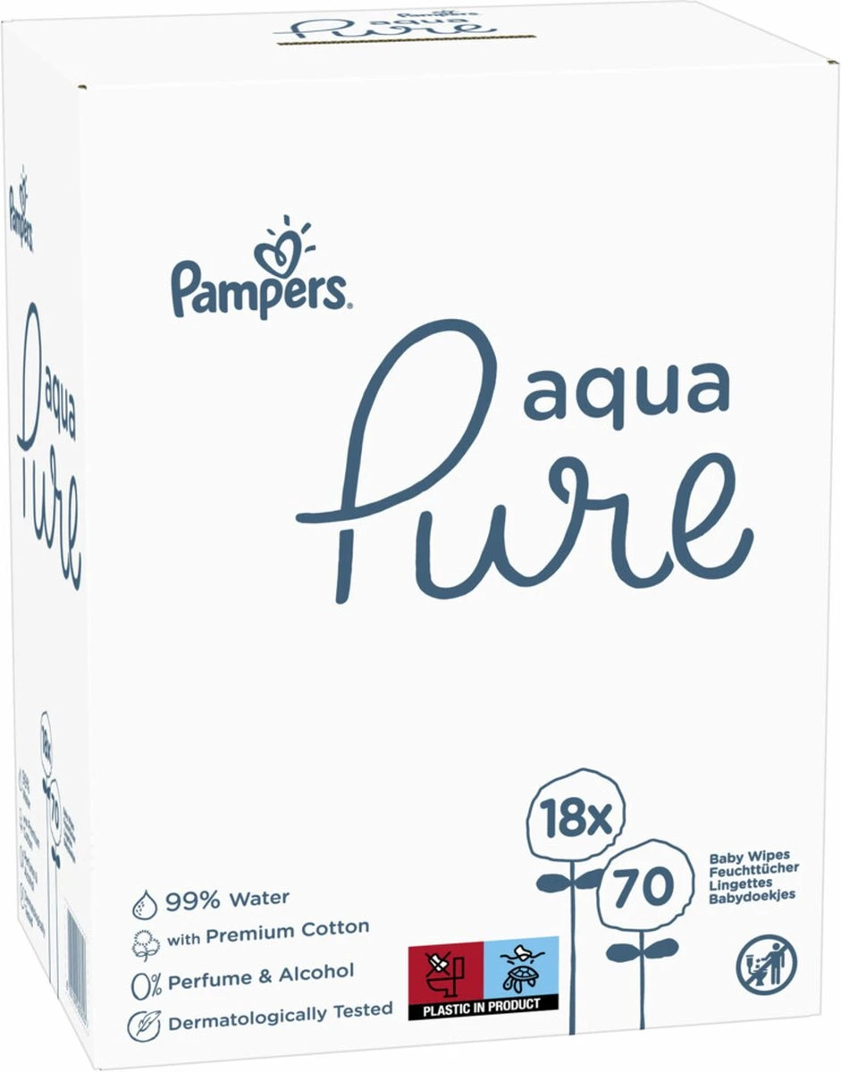 Pampers Aqua Pure Billendoekjes – 1260 doekjes Pampers® Pampers Aqua Pure Billendoekjes – 1260 Doekjes -Babyproducten Promotie Winkel