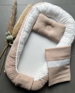 Bébélunes Waffle Brown - Babynest + Dekentje - Bruin