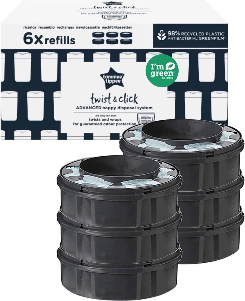 Tommee Tippee Twist & Click Milieuvriendelijke Luieremmer Navulling - duurzaam geproduceerde Greenfilm - 6 stuks Tommee Tippee Twist & Click Milieuvriendelijke Luieremmer Navulling - Duurzaam Geproduceerde Greenfilm - 6 Stuks -Babyproducten Promotie Winkel