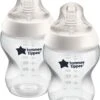 Tommee Tippee Closer To Nature - Zuigflessen - Langzame Uitstroomsnelheid - Anti-colic Ventiel - 260 Ml - Verpakking Van 2 Stuks - Doorzichtig